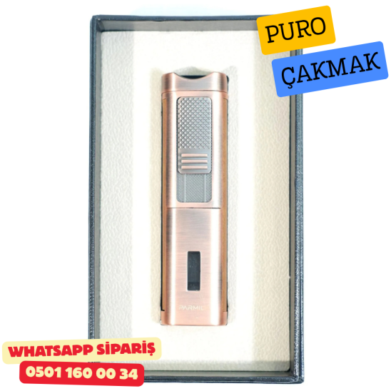 Kahverengi Deri Kaplamalı Üç Torch Puro Çakmak Kahverengi Deri Kaplamalı Üç Torch Puro Çakmak