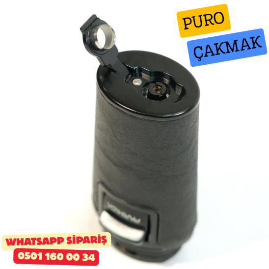 Siyah Deri Kaplamalı Çift Torch Puro Çakmak Siyah Deri Kaplamalı Çift Torch Puro Çakmak