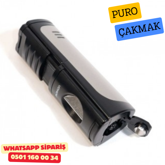 Puro Çakmak – 3 Alevli Jet Torch & Puro Delici (Siyah Model)