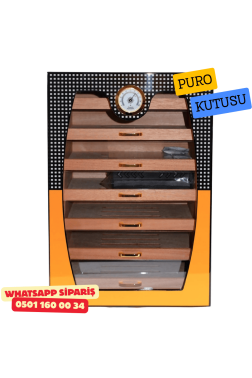 Cohiba Sarı – 7 Çekmeceli Sedir Humidor Puro Kutusu