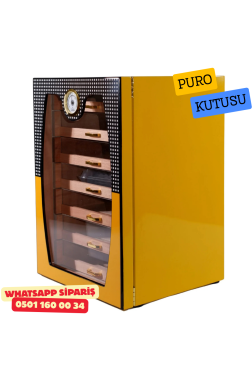 Cohiba Sarı – 7 Çekmeceli Sedir Humidor Puro Kutusu