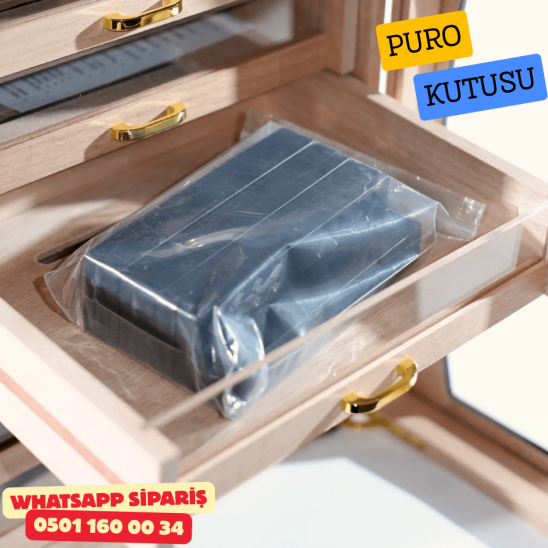 Cohiba Sarı – 7 Çekmeceli Sedir Humidor Puro Kutusu