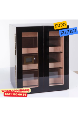 Siyah 4 Çekmeceli Sedir Humidor Puro Kutusu