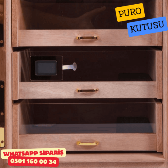 Siyah 4 Çekmeceli Sedir Humidor Puro Kutusu