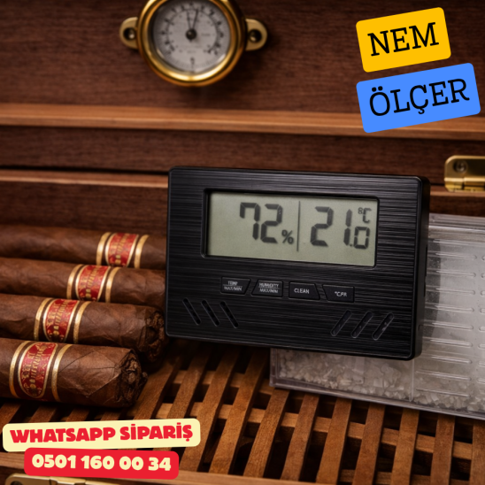 Siyah Dijital Nem Ölçer (Higrometre) – Puro Humidor İçin Siyah Dijital Nem Ölçer (Higrometre) – Puro Humidor İçin