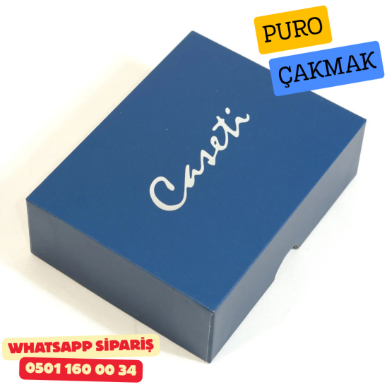 Caseti Siyah / Ahşap Detaylı Jet Flame Puro Çakmak