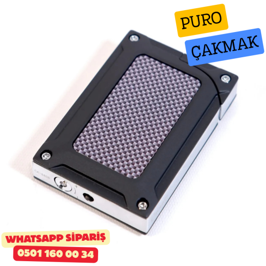 Caseti Karbon Desenli Siyah Jet Flame Puro Çakmak