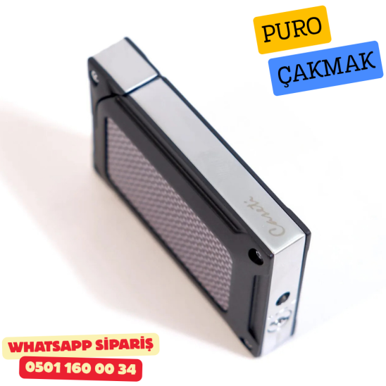 Caseti Karbon Desenli Siyah Jet Flame Puro Çakmak