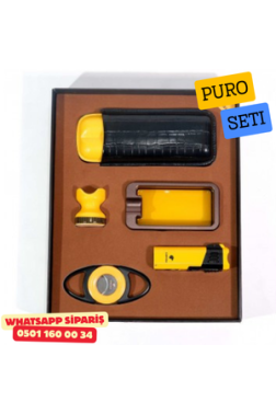 Cohiba Puro Seti - Sarı-Siyah Puro Seti|Premium Lüks Aksesuar Seti Cohiba Puro Seti - Sarı-Siyah Puro Seti|Premium Lüks Aksesuar Seti