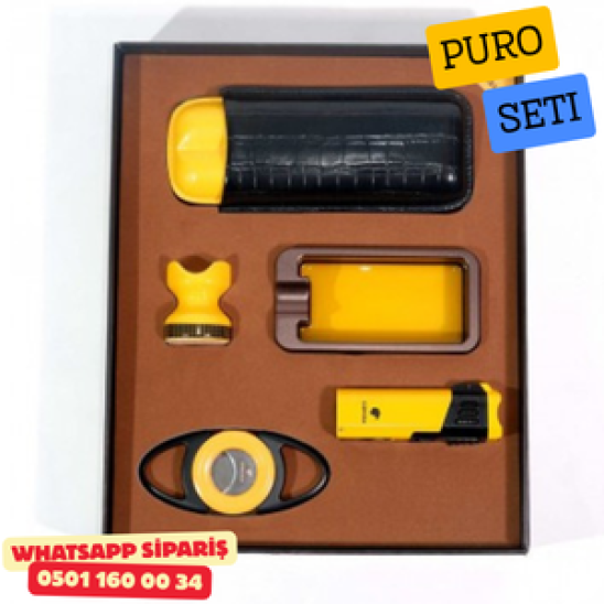 Cohiba Puro Seti - Sarı-Siyah Puro Seti|Premium Lüks Aksesuar Seti