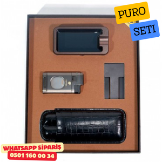 Cohiba Puro Seti – Siyah | Lüks ve Eksiksiz Puro Aksesuar Seti