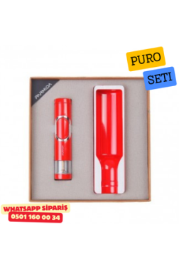 Parmida Kırmızı Premium Puro Seti – Çakmak & Puro Küllüğü