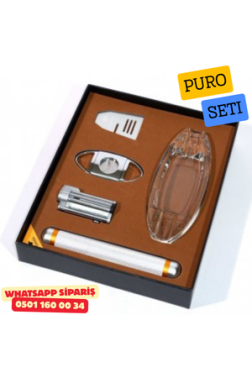 Puro Seti – Şeffaf & Beyaz | Modern ve Şık Puro Aksesuar Seti