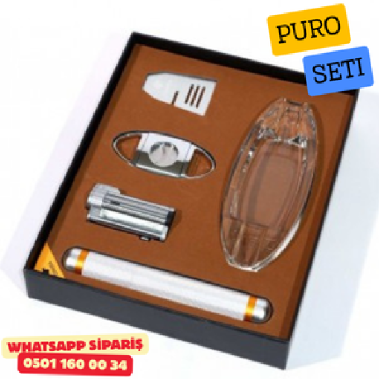 Puro Seti – Şeffaf & Beyaz | Modern ve Şık Puro Aksesuar Seti