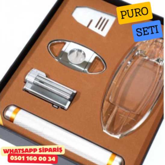 Puro Seti – Şeffaf & Beyaz | Modern ve Şık Puro Aksesuar Seti