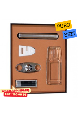 Puro Seti – Şeffaf Cam & Krom | 5 Parça Premium Puro Aksesuar Seti