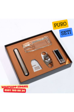Puro Seti – Şeffaf Cam & Krom | 5 Parça Premium Puro Aksesuar Seti