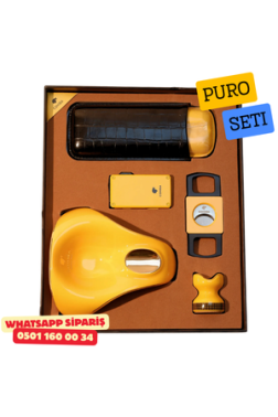 Cohiba Puro Seti – Sarı / Siyah Premium Aksesuar Seti