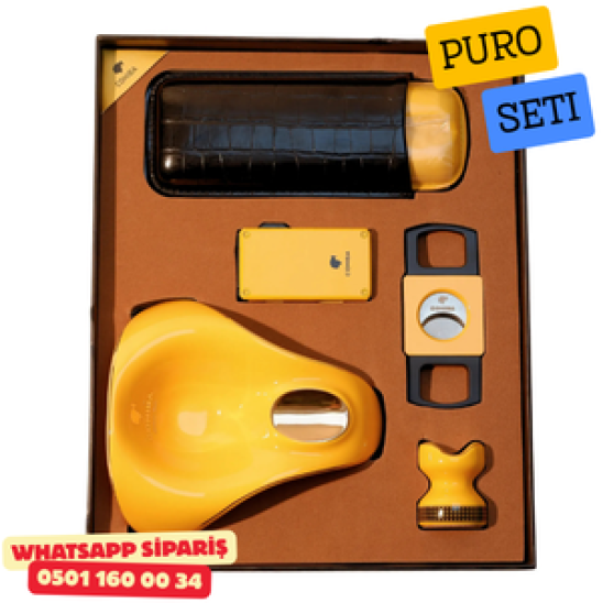 Cohiba Puro Seti – Sarı / Siyah Premium Aksesuar Seti Cohiba Puro Seti – Sarı / Siyah Premium Aksesuar Seti