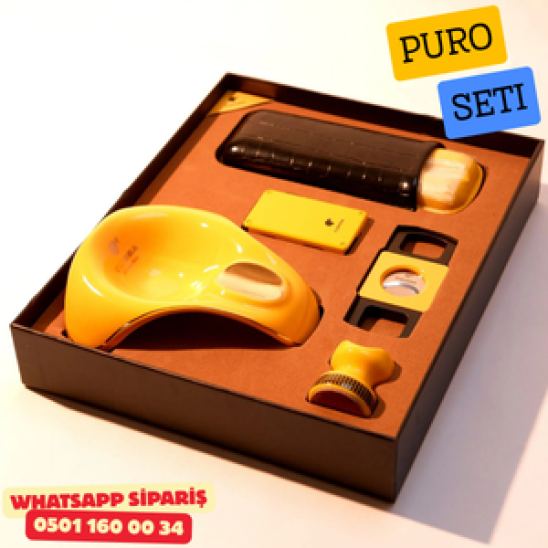 Cohiba Puro Seti – Sarı / Siyah Premium Aksesuar Seti