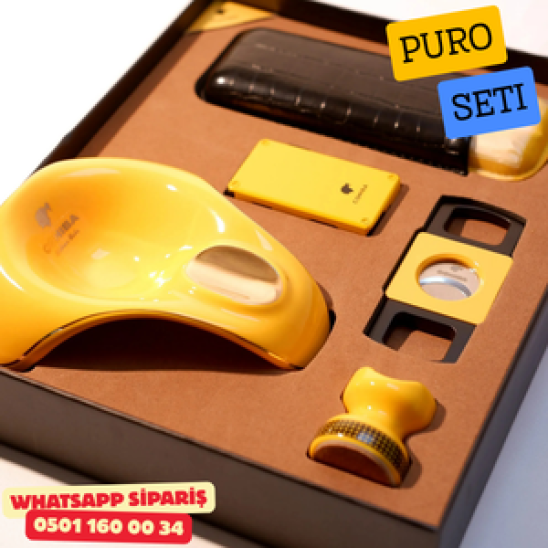 Cohiba Puro Seti – Sarı / Siyah Premium Aksesuar Seti Cohiba Puro Seti – Sarı / Siyah Premium Aksesuar Seti