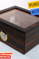 Cam Kapaklı Ahşap Puro Humidor Kutusu