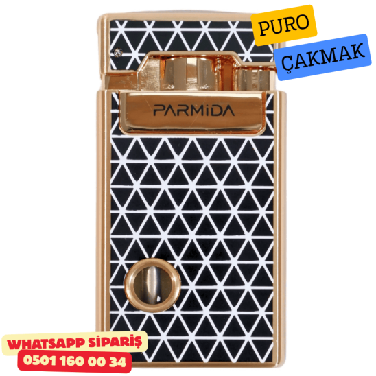 Parmida Gold Desenli Puro Çakmak (Pencereli – Tek Torch)