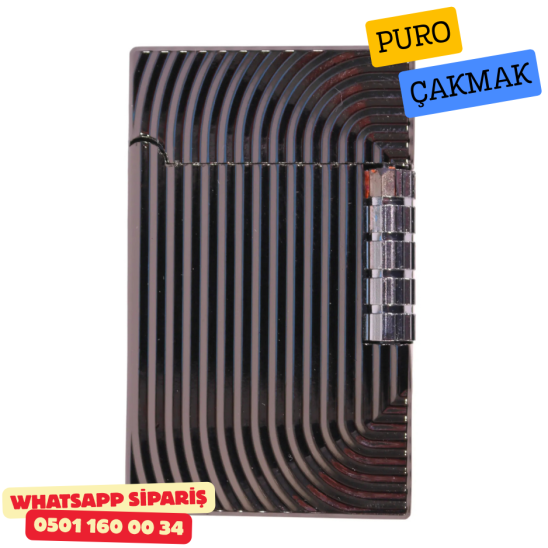 Siyah Çizgili Metal Soft Flame Puro Çakmak Siyah Çizgili Metal Soft Flame Puro Çakmak