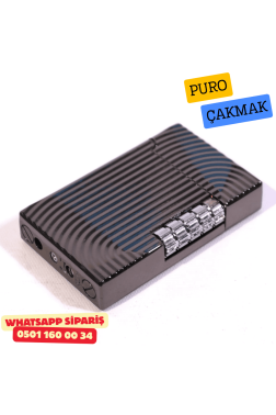 Siyah Çizgili Metal Soft Flame Puro Çakmak