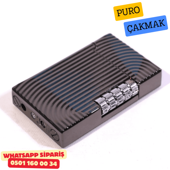 Siyah Çizgili Metal Soft Flame Puro Çakmak Siyah Çizgili Metal Soft Flame Puro Çakmak