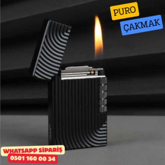 Siyah Çizgili Metal Soft Flame Puro Çakmak Siyah Çizgili Metal Soft Flame Puro Çakmak