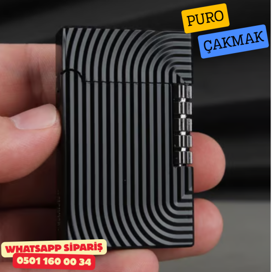 Siyah Çizgili Metal Soft Flame Puro Çakmak Siyah Çizgili Metal Soft Flame Puro Çakmak