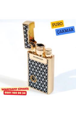 Parmida Gold Desenli Puro Çakmak (Pencereli – Tek Torch)