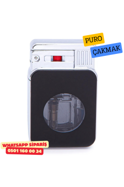 Siyah Tek Torch Puro Çakmak (Şeffaf Gaz Göstergeli)