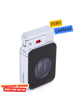 Siyah Tek Torch Puro Çakmak (Şeffaf Gaz Göstergeli)