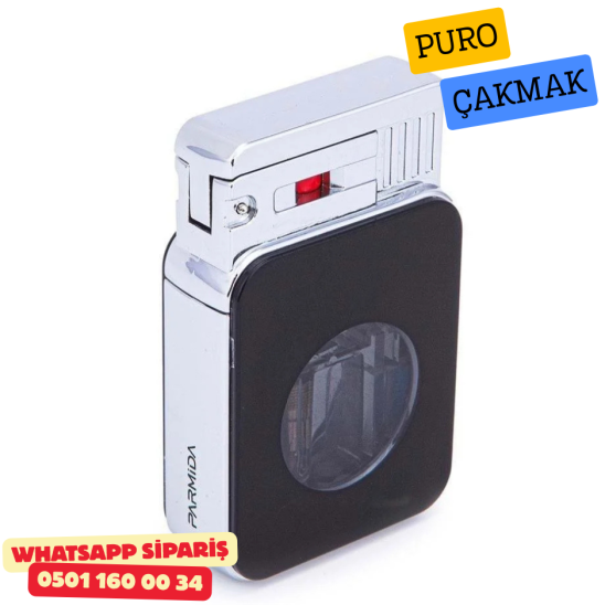 Siyah Tek Torch Puro Çakmak (Şeffaf Gaz Göstergeli)