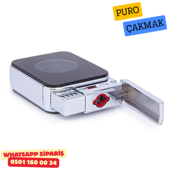 Siyah Tek Torch Puro Çakmak (Şeffaf Gaz Göstergeli)