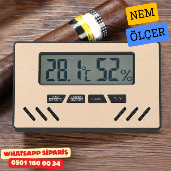 Bakır Dijital Nem Ölçer (Higrometre) – Puro Humidor İçin