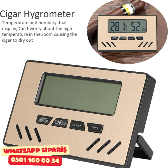 Bakır Dijital Nem Ölçer (Higrometre) – Puro Humidor İçin