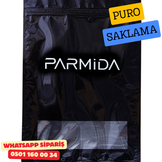 Parmida Siyah Nemlendiricili Kilitli Puro Saklama Poşeti Parmida Siyah Nemlendiricili Kilitli Puro Saklama Poşeti