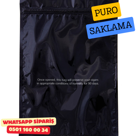 Parmida Siyah Nemlendiricili Kilitli Puro Saklama Poşeti Parmida Siyah Nemlendiricili Kilitli Puro Saklama Poşeti