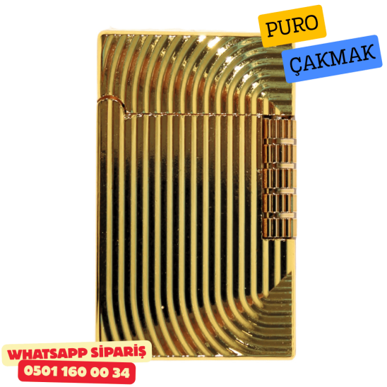 Gold Çizgili Metal Soft Flame Puro Çakmak