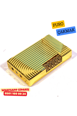 Gold Çizgili Metal Soft Flame Puro Çakmak
