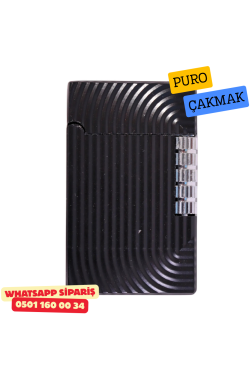 Siyah Çizgili Metal Soft Flame Puro Çakmak