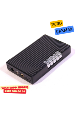 Siyah Çizgili Metal Soft Flame Puro Çakmak