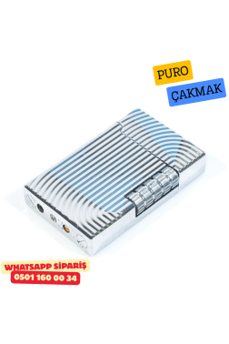 Silver Çizgili Metal Soft Flame Puro Çakmak