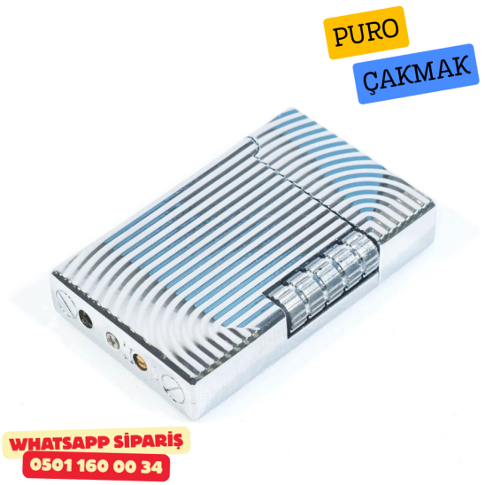 Silver Çizgili Metal Soft Flame Puro Çakmak Silver Çizgili Metal Soft Flame Puro Çakmak