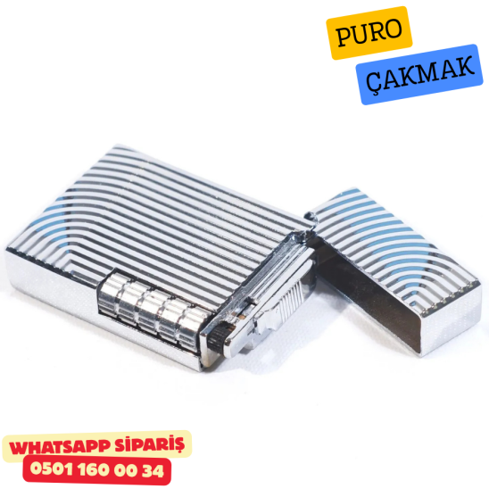 Silver Çizgili Metal Soft Flame Puro Çakmak Silver Çizgili Metal Soft Flame Puro Çakmak