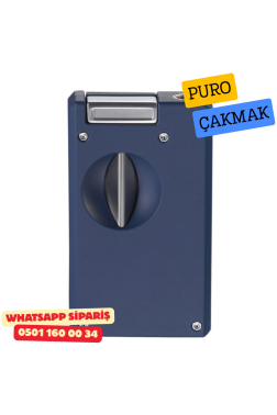 Caseti Paris Mavi / Krom Jet Flame Puro Çakmak (V Kesici & Delicili)