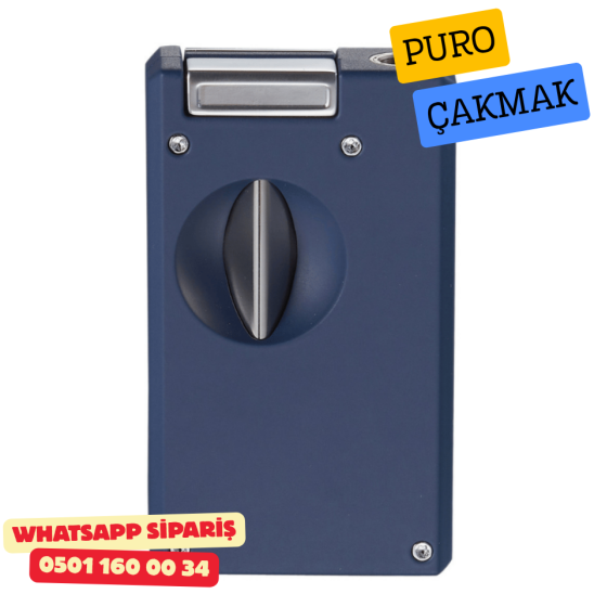 Caseti Paris Mavi / Krom Jet Flame Puro Çakmak (V Kesici & Delicili)